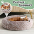JOLLYVOGUE Calming Donut Dog Bed & Cat Bed, Washable Fluffy Faux Fur Plush Cushion for Small Dogs and Cats (20", Brown)