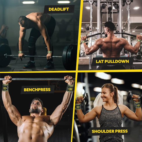 Heavy Duty Wrist Wraps & Lifting Straps - 21" Wrist Wraps & 24" Straps for Weightlifting with Silicone Grip