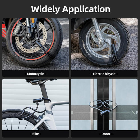 ROCKRBOS Bike Cable Lock with 2 Keys & 1 Mount Bracket, ABS Lock Shell for Bike/Gate/Scooter