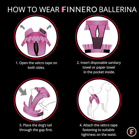 FINNERO Ballerina Dog Diaper Washable, Reusable, Leak-Proof Heat, Period & Urine Incontinence Protection Comfortable