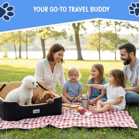 55 lbs, 2 Large Dog Car Seat Booster Seat Bed for Pets up to Black, Travel Safety | Fits Small Dogs Pets| Washable