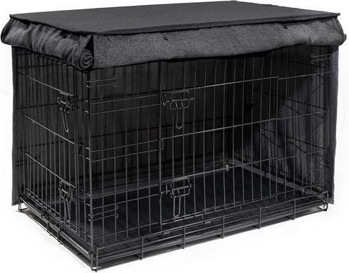 Friends Forever 30 inch Metal Dog Crate Cover, Light Blocking Protective Curtain, Machine Washable