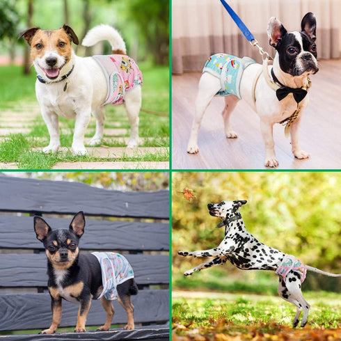 Pet Soft Female Dog Diapers, 3 Pack Washable Period Panties for Dogs in Heat, Reusable Puppy Diapers, L