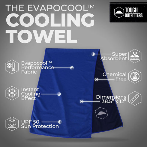 Tough Outdoors Cooling Towel - Ice Wrap & Sweat Rag for Neck & Face, Gym, Yoga & Sports