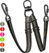 Double Dog Leash – Adjustable Length Long Leash for Training, Reflective Design, Heavy Duty Nylon (Black, Large)