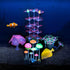 Lpraer 4 Pack Glow Aquarium Decorations, Coral Reef Glowing Mushroom Anemone Simulation Glow Plant for Fish Tank