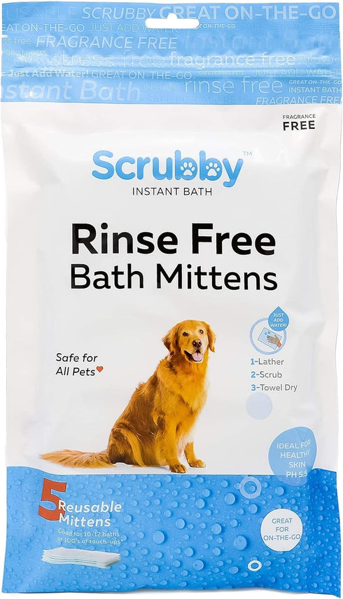 No Rinse Pet Wipes, Rinse Free Shampoo Mittens for Dogs & Cats, Bathing & Washing Pets, Pack of 15