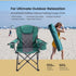 6-can 550 lbs ARROWHEAD OUTDOOR Portable Deluxe Folding Camp Quad Chair w/Headrest, Glass & Cup Holders, Armest Cooler