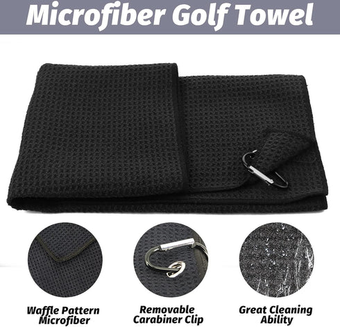 Golf Accessories Kit, Golf Club Cleaning Kit - Microfiber Towel, Club Brush, Divot Tool with Marker