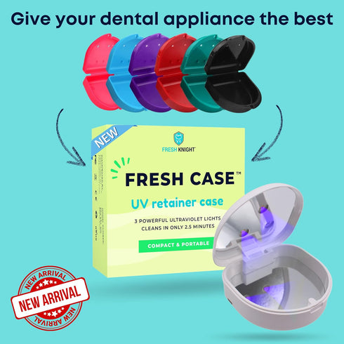 FRESH KNIGHT Retainer Case (2 Pack) with Vent Holes for Denture, Mouth Guard, Aligners - Bright Pink