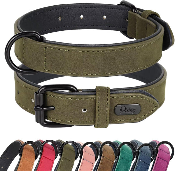 Didog Soft Padded Leather Dog Collar - Breathable Heavy Duty with Adjustable Rust-Proof Metal Buckle for Small Medium