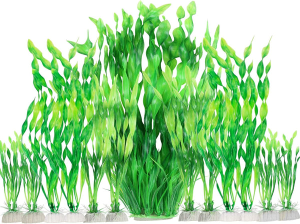 MyLifeUNIT 13 Pack Artificial Aquarium Plants, Plastic Seaweed Water Plants for Fish Tanks (Green)