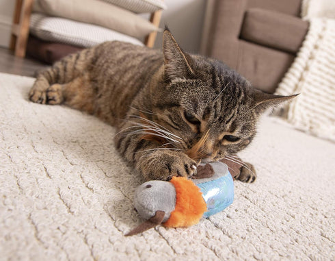 Petlinks Flutter Singer Electronic Sound Cat Toy, Battery Powered - Gray/Blue, One Size