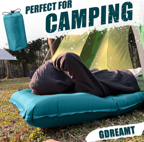 Inflatable Camping Sleeping Pad with Pillow, 4 Inch Thickness Sleeping Mat with Built-in Pump