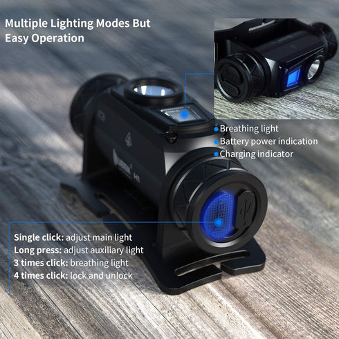 WUBEN H1 Rechargeable Headlamp, 1200 High Lumen Ultra Bright LED, 11 Modes, 180° Adjustable, IP68