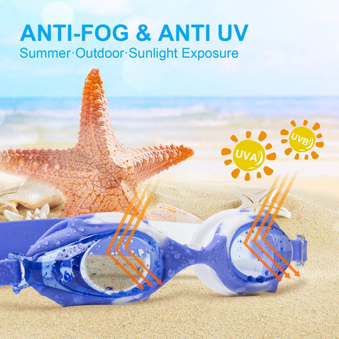 Kids Swim Goggles - Anti-Fog, Waterproof Swimming Glasses for Children and Early Teens (Ages 3 to 15)