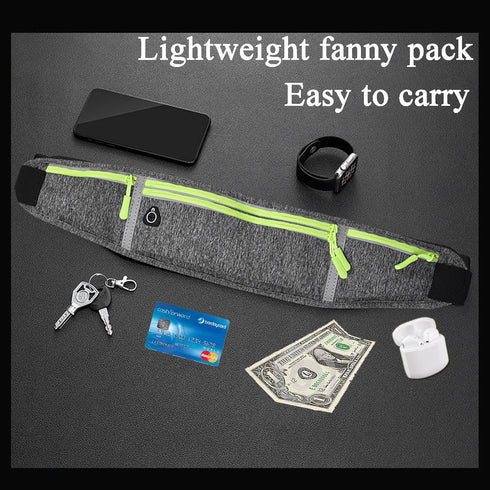 Waist pack sport running Belt Pack with adjustable Strap for running hiking travel outdoors sport (Grey, 4 Pockets)