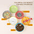 Ceramic Cat Food Bowl Set, Wide Shallow Bowls for Relief Whisker Fatigue, Colorful Flat Cat Dish, Microwave Safe