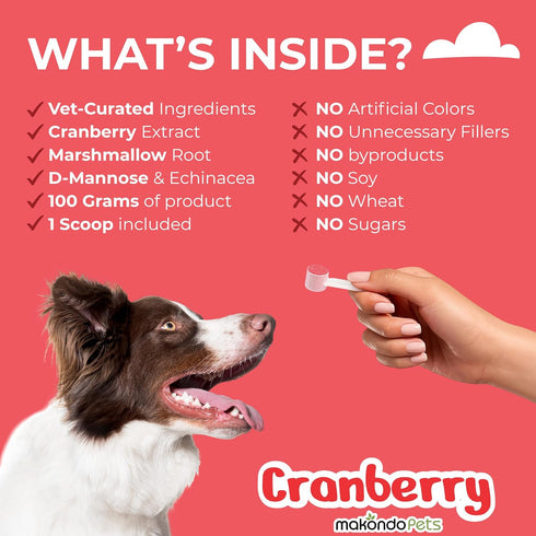 Cranberry Powder for Dogs, Urinary Tract Health, Bladder Support, Bacon Flavor, 100 Scoops