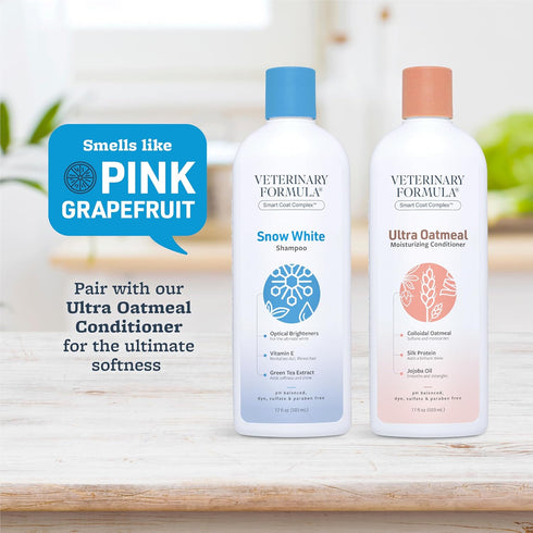 17 oz Veterinary Formula Smart Coat Complex Snow White Shampoo for Dogs and Cats, Fl Gently Remove Stains and Yellowing