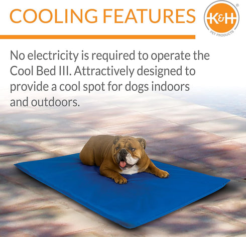 K&H Pet Products Cool Bed III Dog Cooling Mat, Cooling Dog Beds for Medium Dogs, Outdoor Dog Bed Cooling Pad, Blue