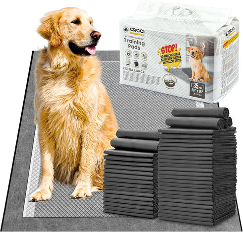 CROCI XXL Charcoal Pads for Dogs, 30"x36", Odor-Control Pee Pads, 6-Layer Leak-Proof, Disposable (35 Counts)