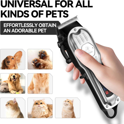 Trimmer,Rechargeable Dog Grooming Kit for Heavy Thick Hair&Coats,Low Noise Dog Hair Cordless Pet Shaver with Stainless