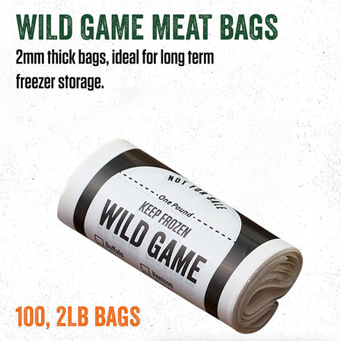 LEM Products Wild Game Bags, 2 lb, Polyethylene, White and Black, 100 Count