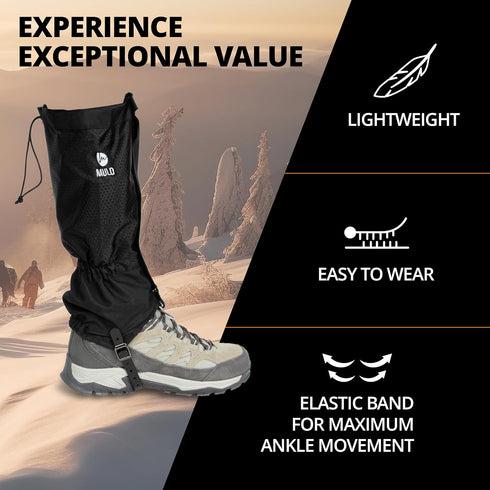 Waterproof Leg Gaiters - Lightweight Adjustable Boot Gaiters for Hiking, Hunting, Climbing
