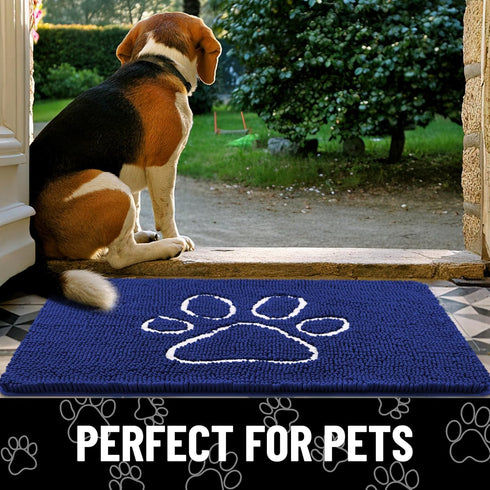 smiry Dog Door Mat for Muddy Paws, Absorbent Dirt Trapper Non-Slip Washable Mat, Quick Dry Chenille, Mud Mat for Dogs,