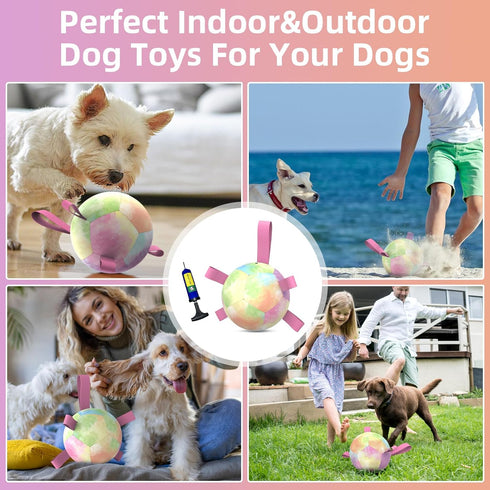 Dog Toys Soccer Ball with Straps, Durable Tug of War Balls, 5 Inch Puppy Birthday Gifts, Dog Water Toy for Small Dogs