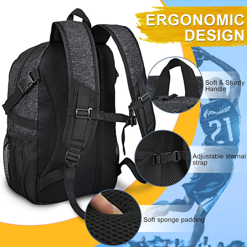 Goloni Basketball Backpack, Large Sports Bag with Ball & Shoe Compartment for Volleyball Soccer