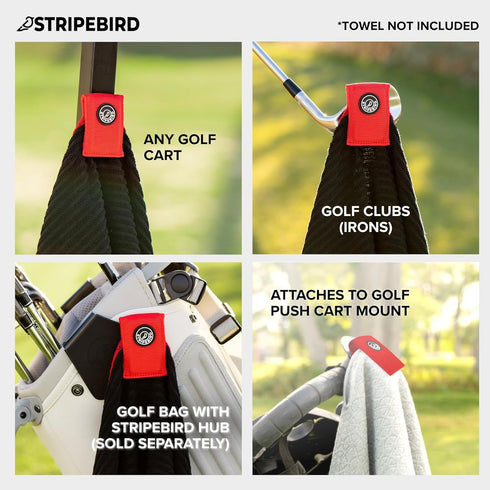 Stripebird - Magnetic Clip for Any Towel (Red) - Highest Strength Magnet for Magnetic Golf Towel - Removable from