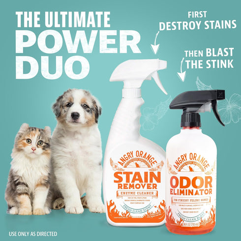 Angry Orange Pet Odor Eliminator for Strong Odor - Enzyme Deodorizer for Home, Dog or Cat Pee Smells, 24 Fl Ounces