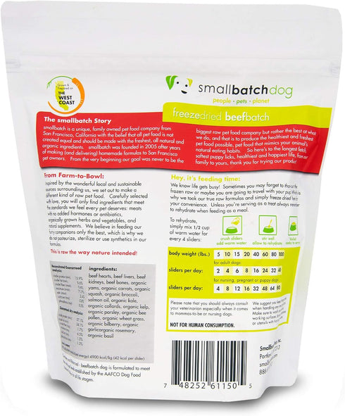 Smallbatch Pets Freeze-Dried Premium Raw Dog Food Diet, Beef Recipe, 14 oz, Made in The USA