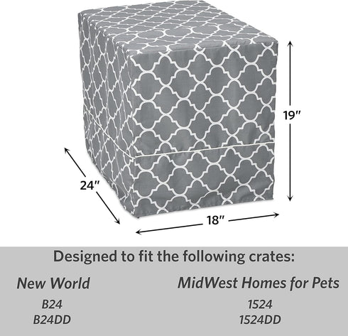 New World Pet Products Light Gray Dog Crate Cover with Teflon Fabric Protector, Fits Midwest 24-Inch Dog Crates,