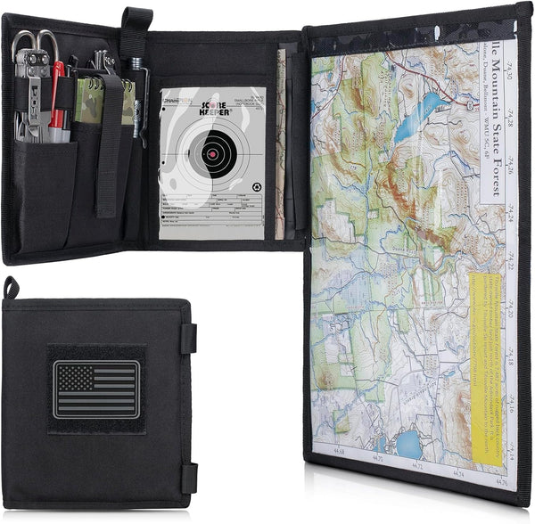 Tactical Map Case Military Pouch Holder, Foldable Map Storage Bag, 13"x10" Clear Viewing Area, Waterproof TPU + 1001D
