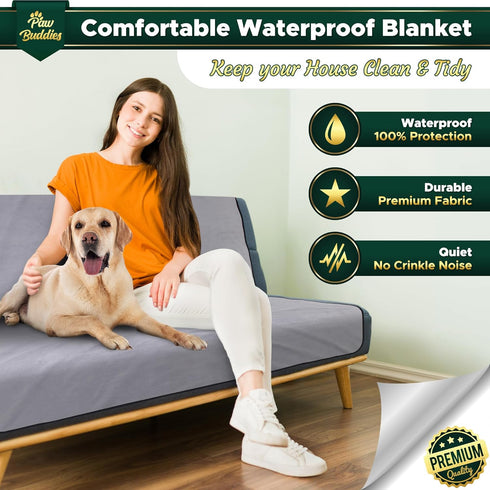 Paw Buddies Waterproof Blanket, Queen Size Intimacy Blanket for Adults, Ultra-Soft Noiseless Mattress Protector