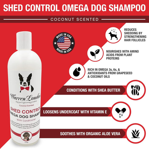 Warren London 2-in-1 Dog DeShedding Shampoo and Conditioner | Anti Shedding Shampoo for Dogs, Nourishes Hair Follicles