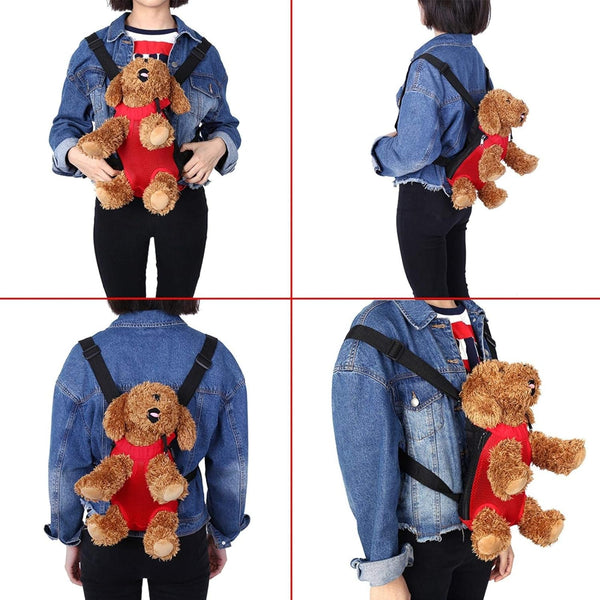 Pet Carrier Backpack, Fashionable Dog Tote Carrier with Five Holes, Front Chest Net Bag (Red S)