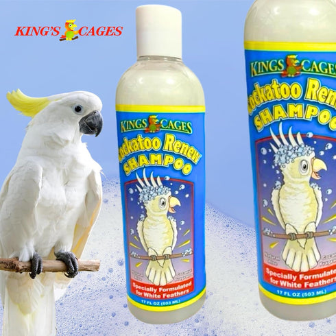 17 oz King's Cages Cockatoo Renew Shampoo with Aloe Vera and Coconut Fragrance, Naturally Whitens Feathers, Deodorizes