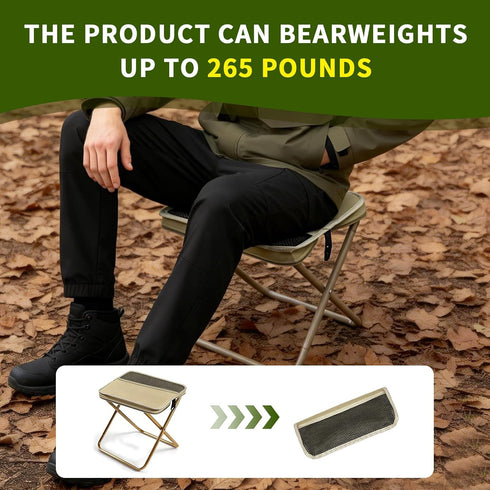 MealFlow Pro Backpack Portable Foldable Stool, Pocket Chair Camping Fishing Stool, Mini Outdoor Camping Stools Sling