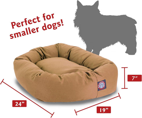 Majestic Pet 24 Inch Bagel Calming Dog Bed - Washable Cozy Soft Round Bed with Spine Support, Fluffy Donut Dog Bed,