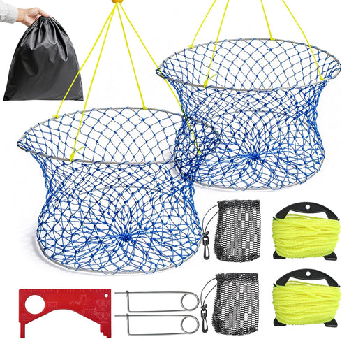 Synceduo Crab Ring Trap Collapsible Fishing Hoop Net Pots for Crabbing Bait Traps