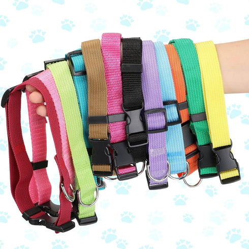 12 Pieces Adjustable Nylon Dog Collar Bulk with Quick Release Buckle for Walking, Running, Training - Medium