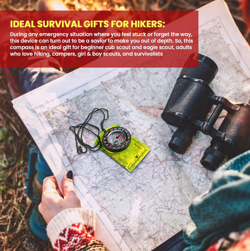 TurnOnSport Orienteering Compass - Advanced Scout Compass for Hiking, Camping, and Backpacking