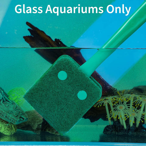 Pawfly Fish Tank Cleaning Tools - Aquarium Algae Scraper Sponge Brush with 10 inch Non-Slip Handle for Glass Tanks