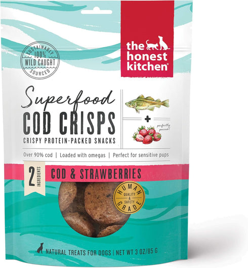 The Honest Kitchen Superfood Cod Crisps, Cod & Strawberry, 3 oz