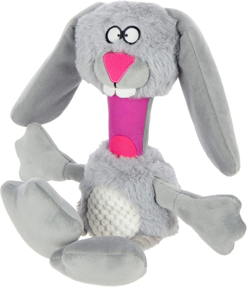 goDog Multi Tugs Rabbit Dog Toy, Plush & Rope with Chew Guard Technology - Small, Gray