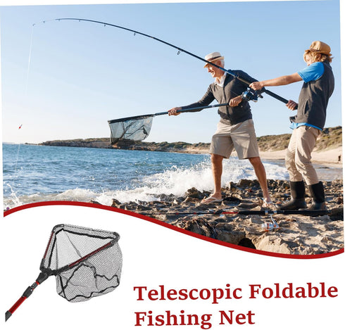 Hbbgdiy Foldable Telescopic Fishing Landing Net with Extendable Handle, Easy to Catch & Portable Fish Trap for Salmon